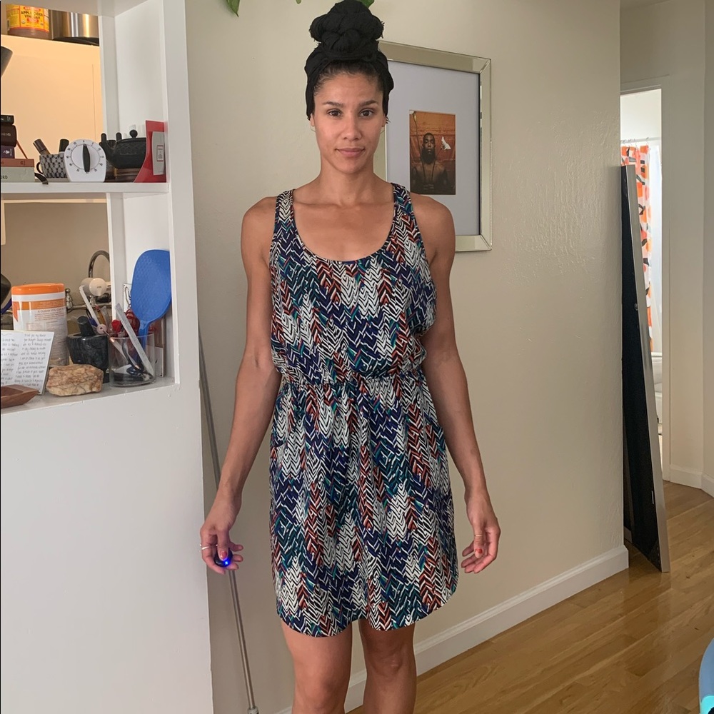 Multi colored short slip dress with pockets